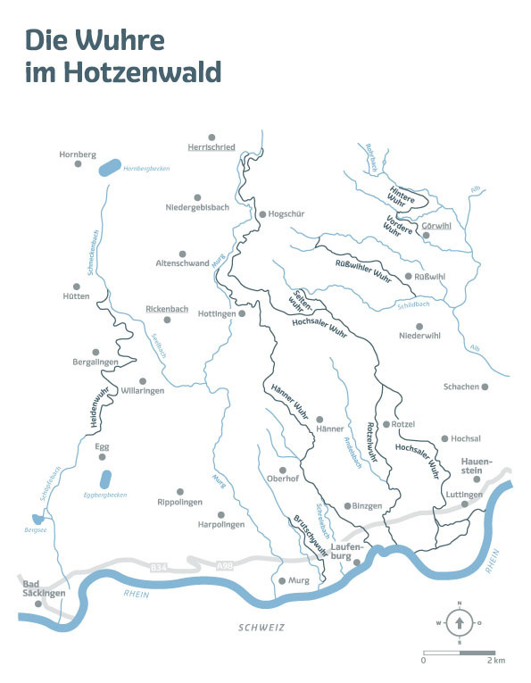 Karte der Hotzenw�lder Wuhren